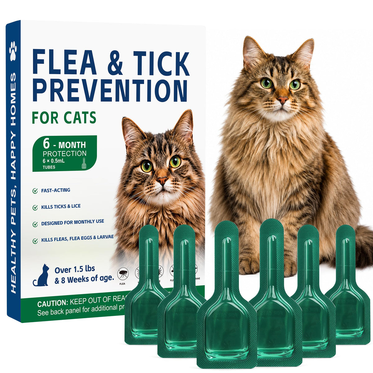 Flea and Tick Drops for Cats 6 Pack Z29838