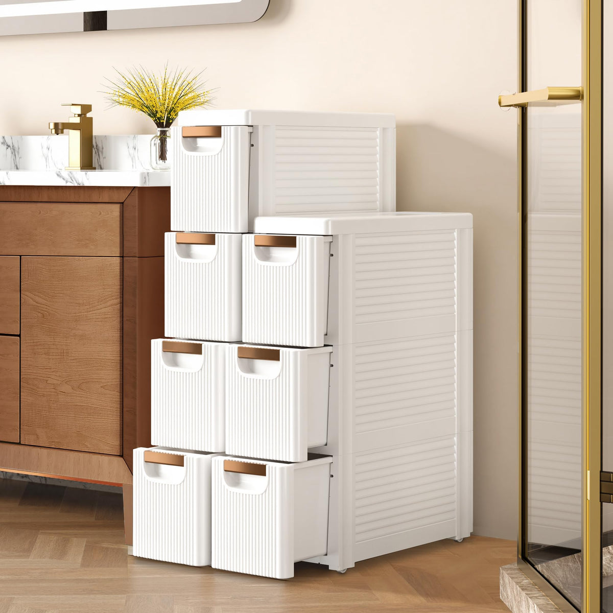3 Drawer White Rolling Storage Cabinet J804194