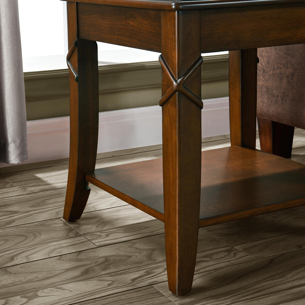 Solid Wood Side End Table with Storage Shelf E369163