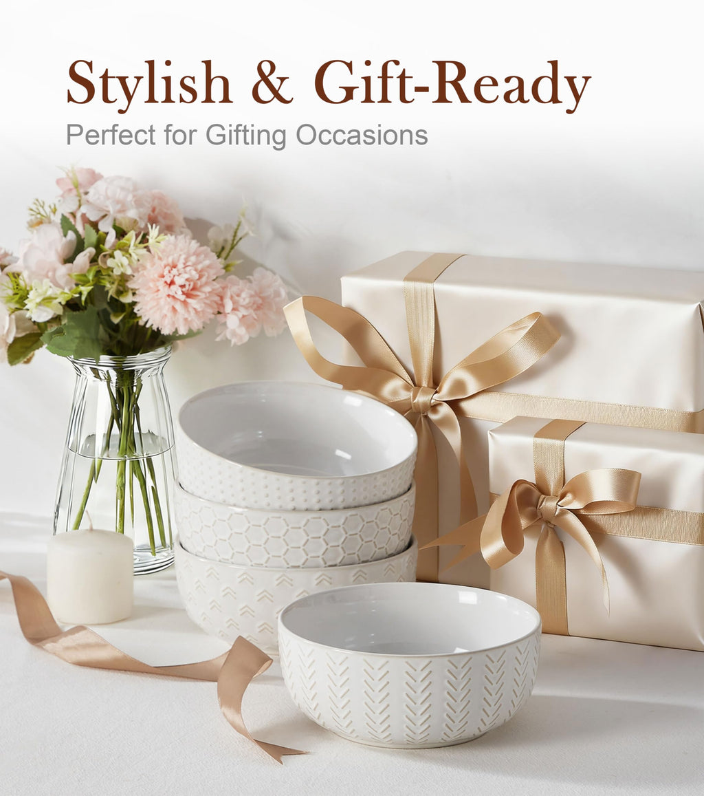 26 oz Ceramic Cereal Bowls Set of 4 R2456