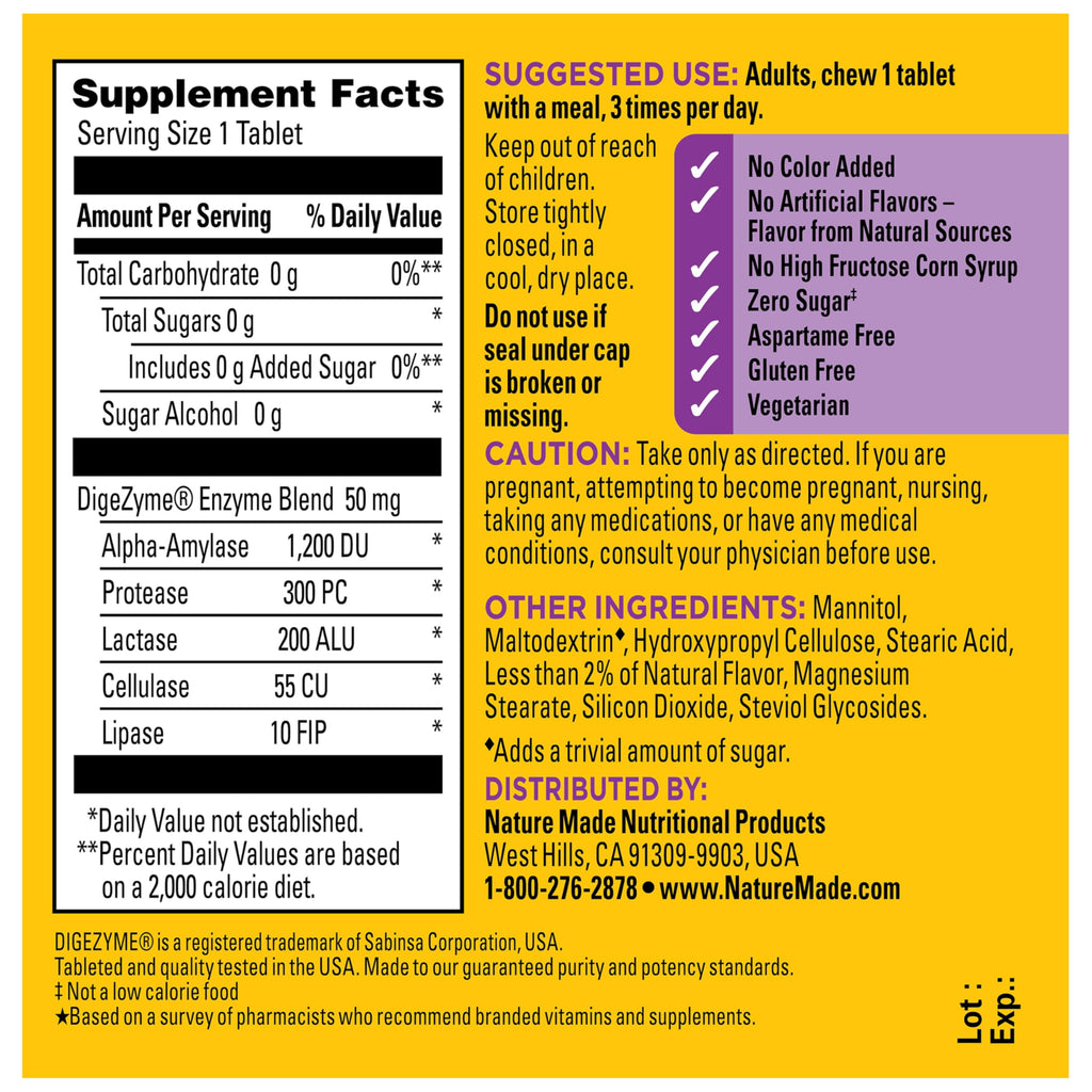 Digestive Enzymes 90 Chewable Tablets C15182