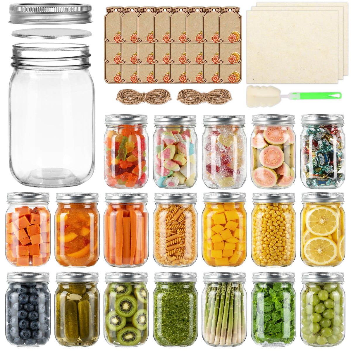 12 oz Mason Jars with Lids 20 Pack V452
