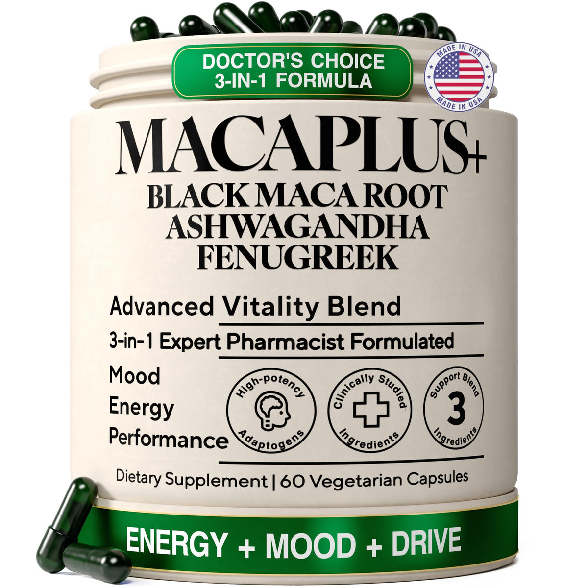 Organic Black Maca Root Capsules 60ct A4767