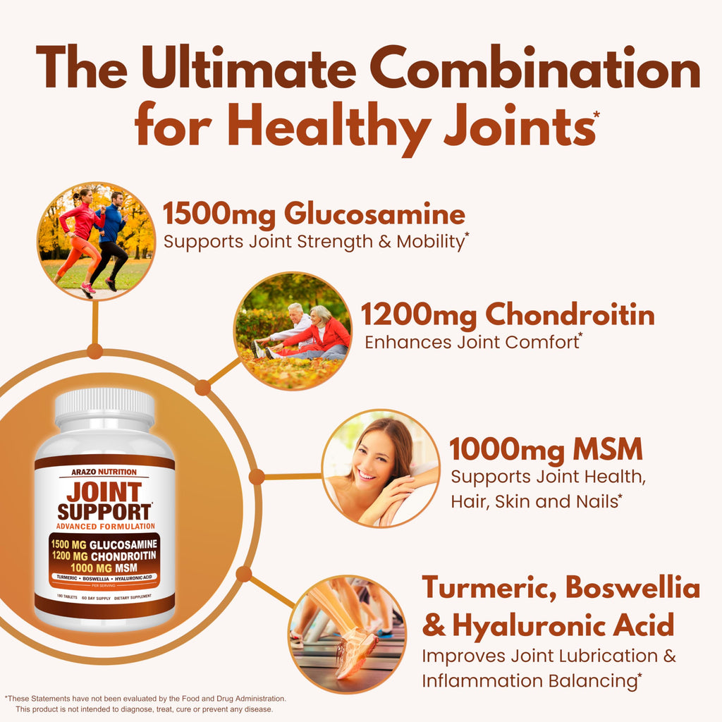 Glucosamine Chondroitin Turmeric MSM Boswellia Joint Support Supplement 180 Tablets R7638