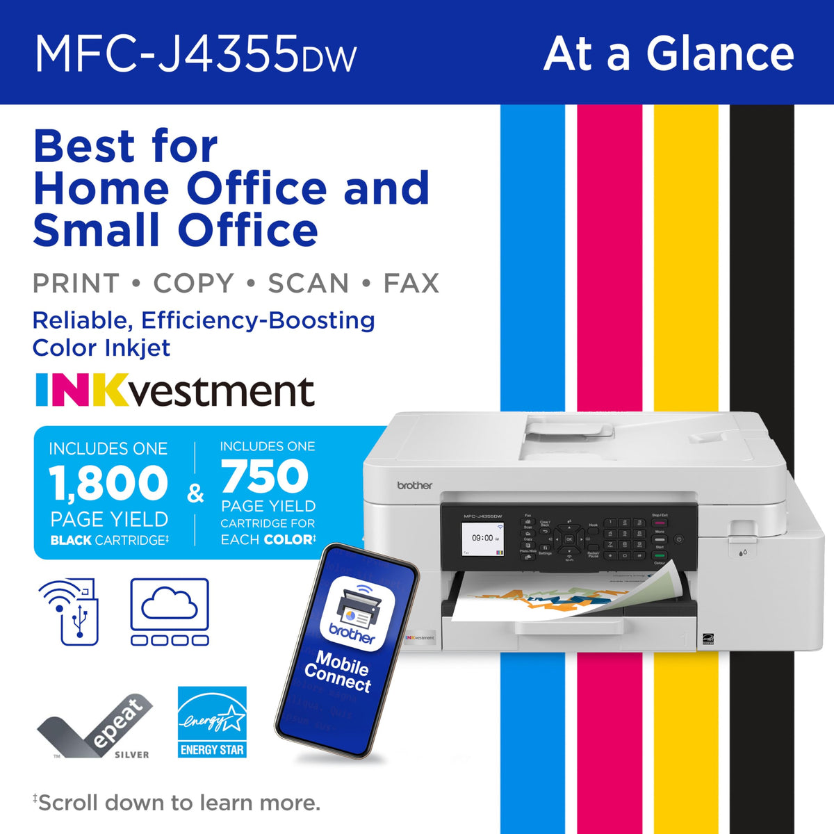 Wireless Color Inkjet All-in-One Printer with Color Display and Manual Feed Slot I267