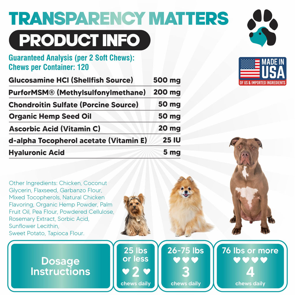 Glucosamine for Dogs Hip and Joint Supplement Soft Chews F71143