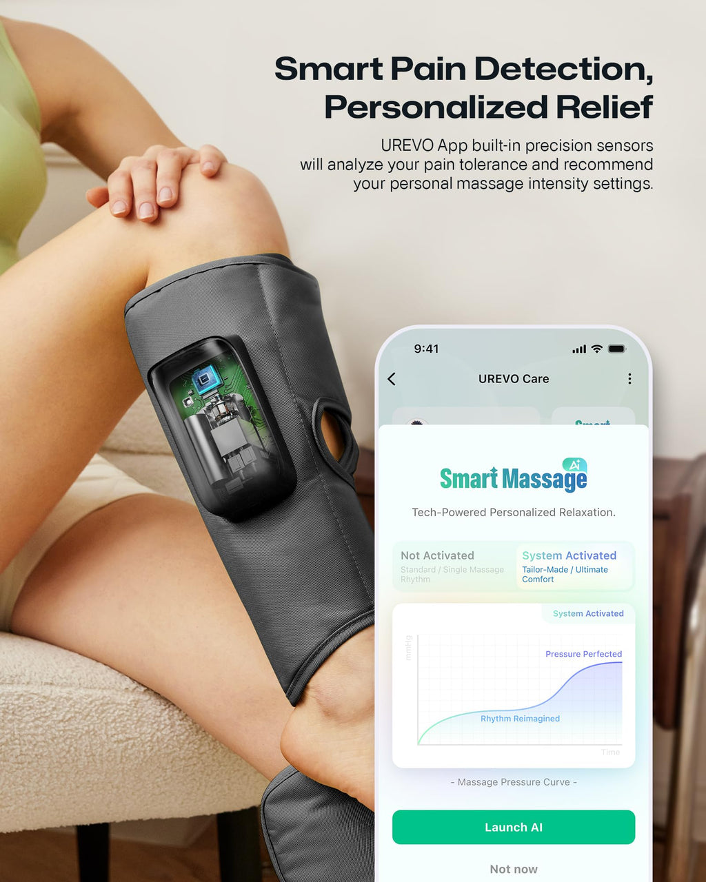 Smart Calf Massager with Air Compression, Adjustable Heat P38470