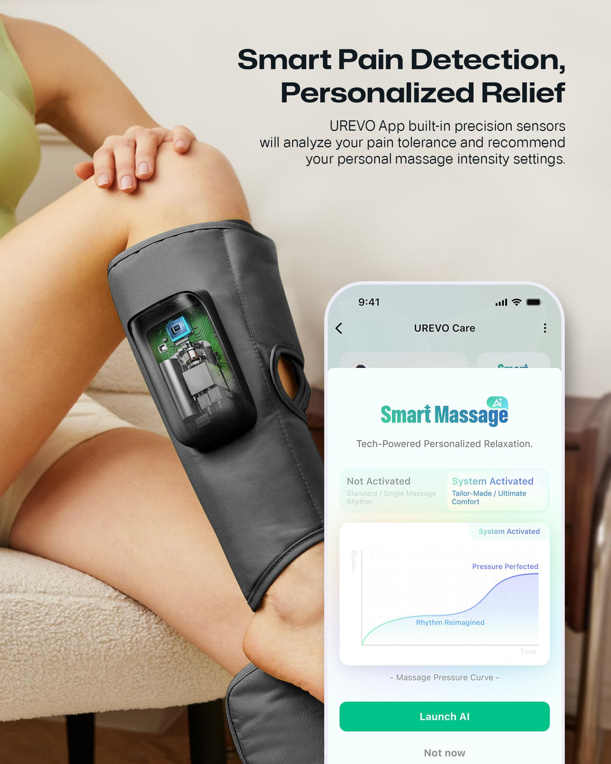Smart Calf Massager with Air Compression, Adjustable Heat P38470