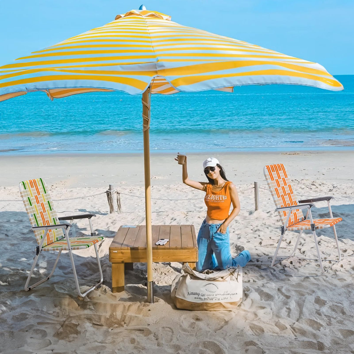 Set of 2 Webbed Folding Beach Chairs R174139