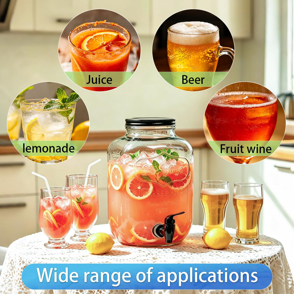 2 Pack 1.5 Gallon Glass Beverage Dispenser with Stand U521860
