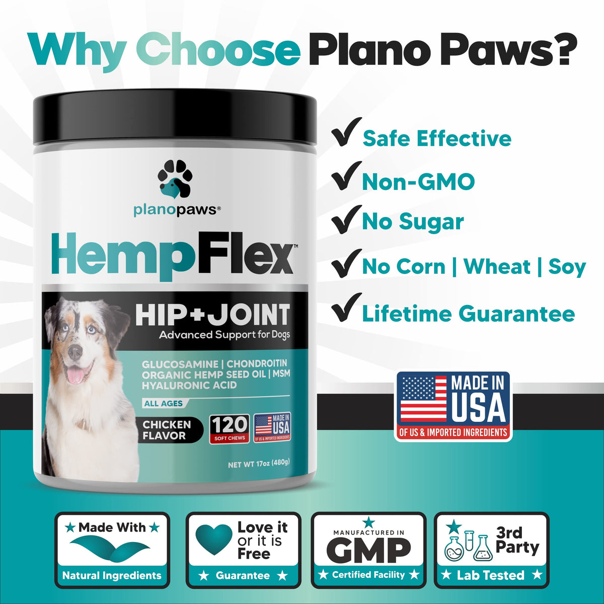Glucosamine for Dogs Hip and Joint Supplement Soft Chews F71143