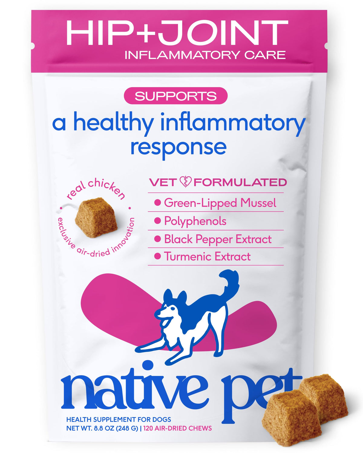 Green-Lipped Mussel Turmeric Collagen Hip and Joint Supplement for Dogs 120 Chews A532115