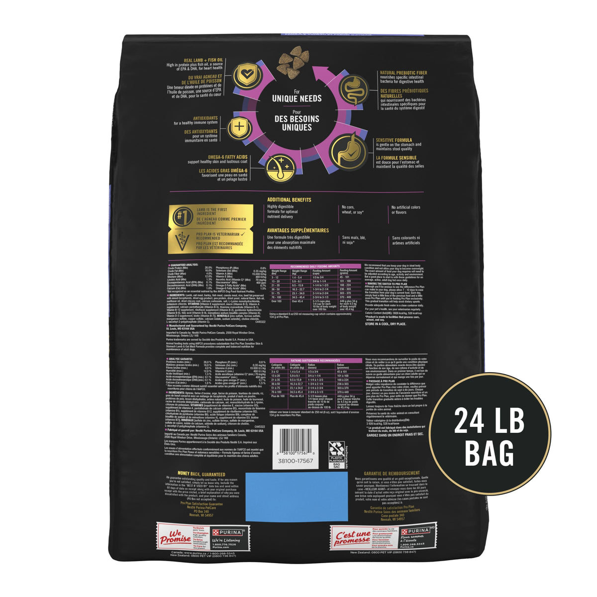 Sensitive Skin & Stomach Dry Dog Food, Lamb, 24 lb Bag V247