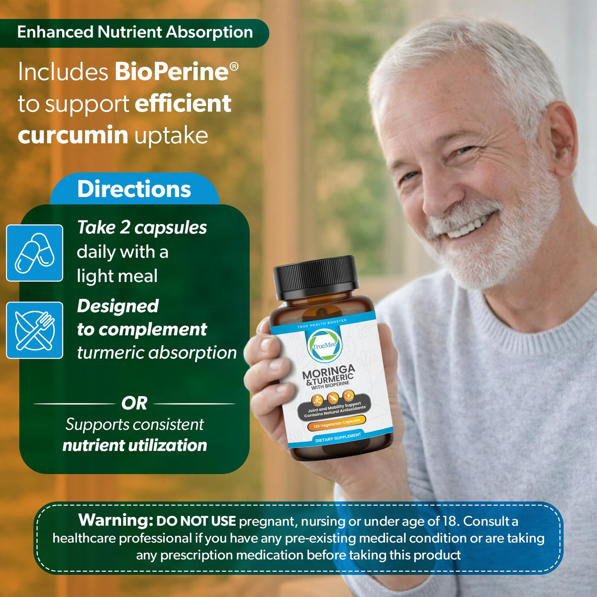 Moringa Turmeric Bioperine Supplement 120CT D1608