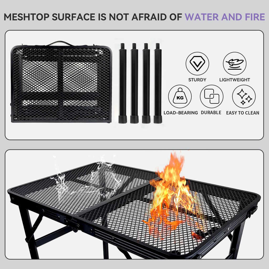 Black Adjustable Folding Camping Table U3825