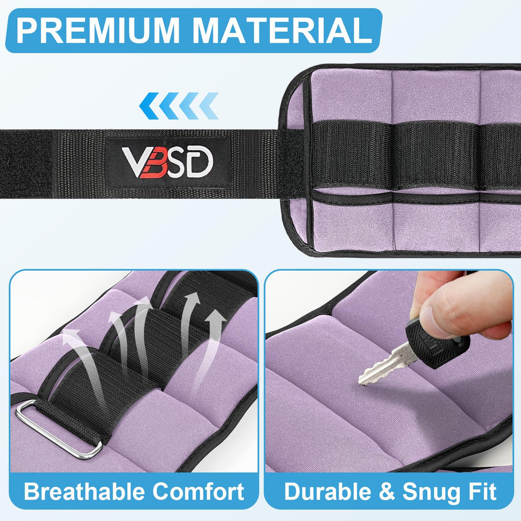 Adjustable Ankle Weights 10lb 1 Pair Lavender R4556