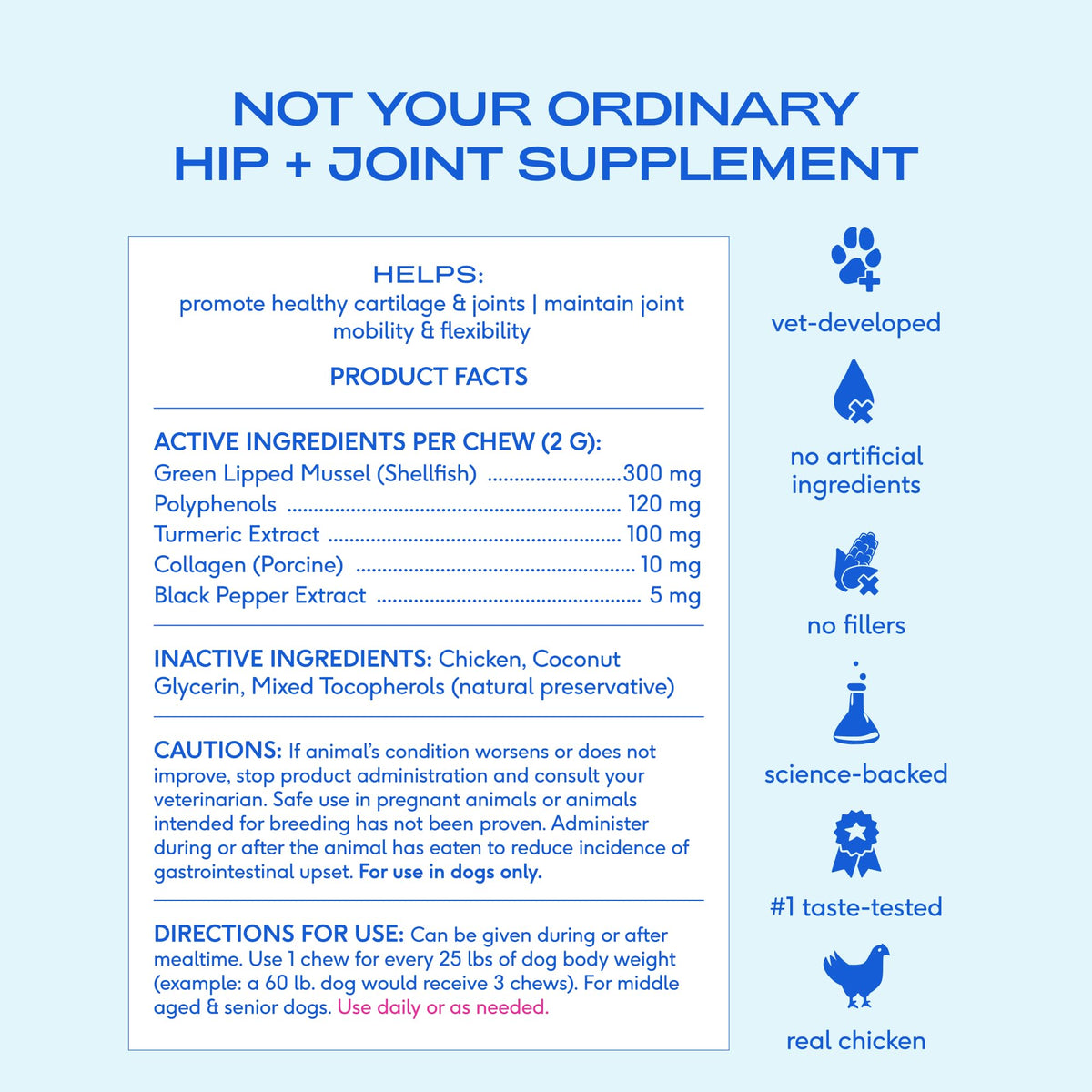 Green-Lipped Mussel Turmeric Collagen Hip and Joint Supplement for Dogs 120 Chews A532115