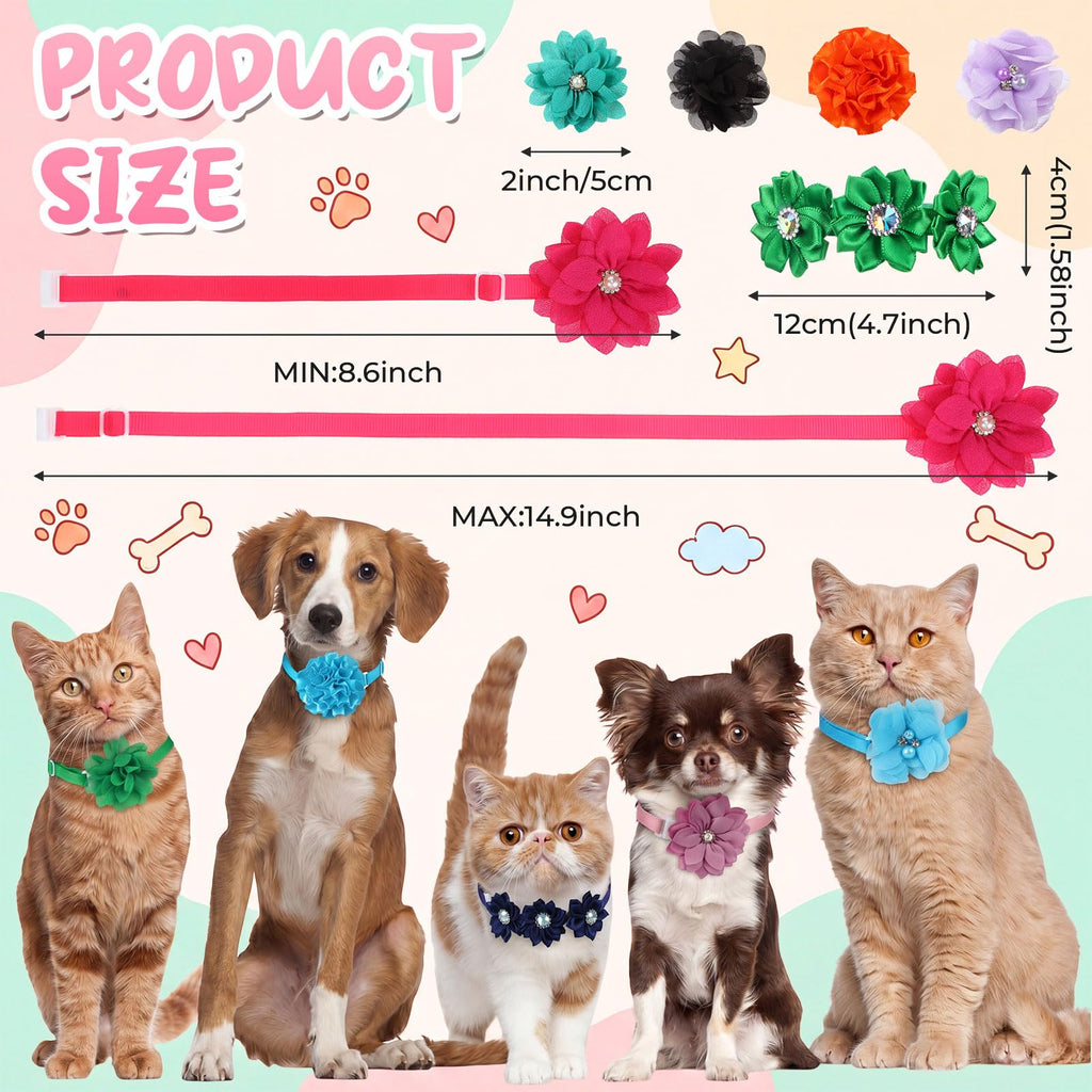 100 Pcs Floral Adjustable Dog Collar Flowers Z583775