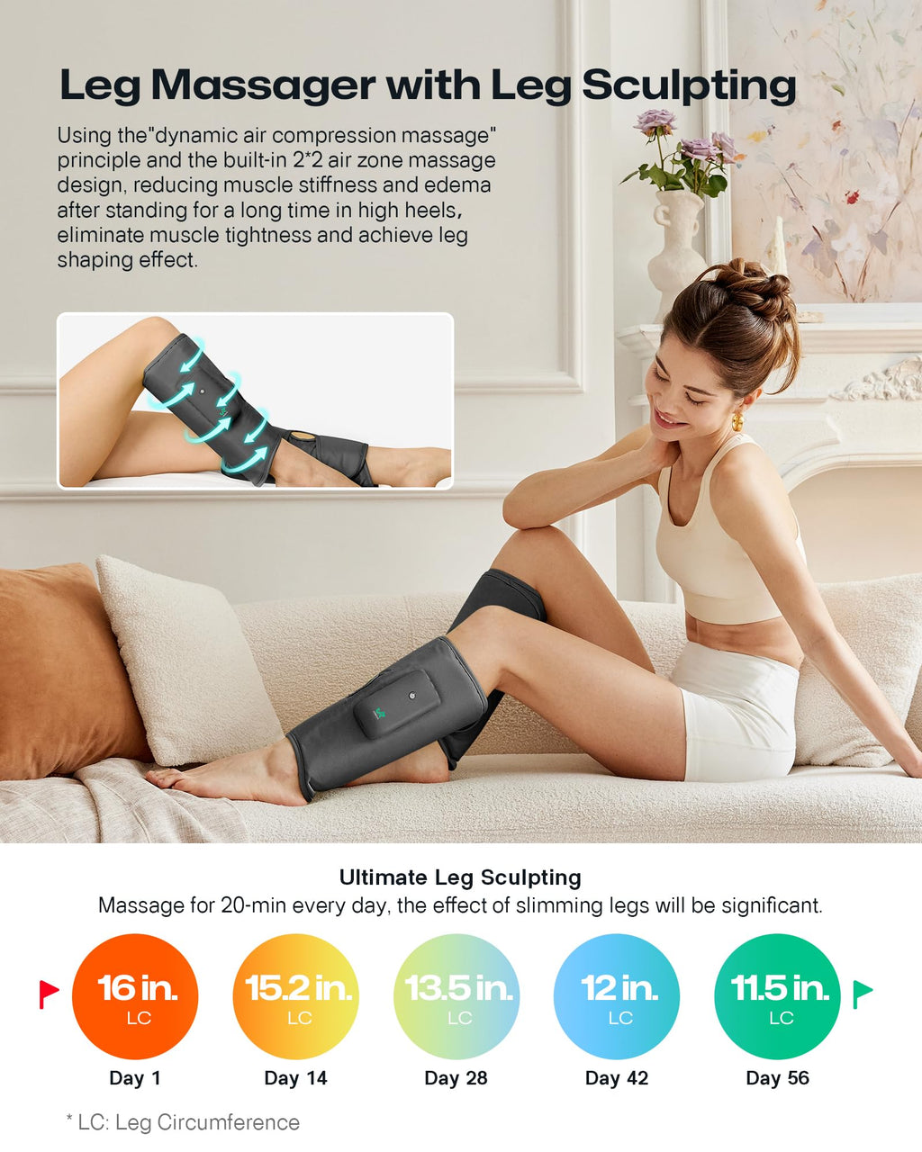 Smart Calf Massager with Air Compression, Adjustable Heat P38470