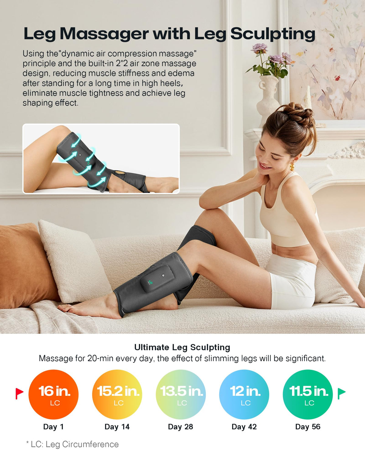 Smart Calf Massager with Air Compression, Adjustable Heat P38470