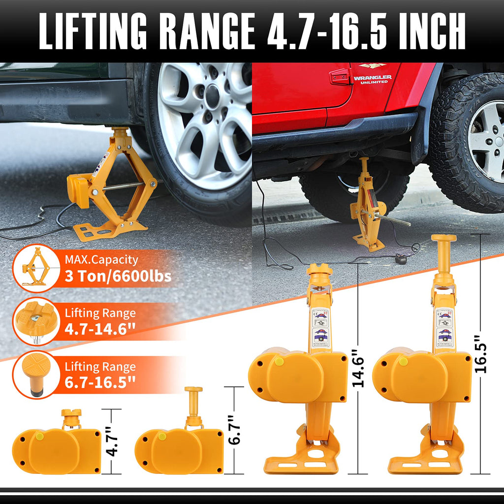 3 Ton 12V Electric Scissor Car Jack Kit with Impact Wrench P39407