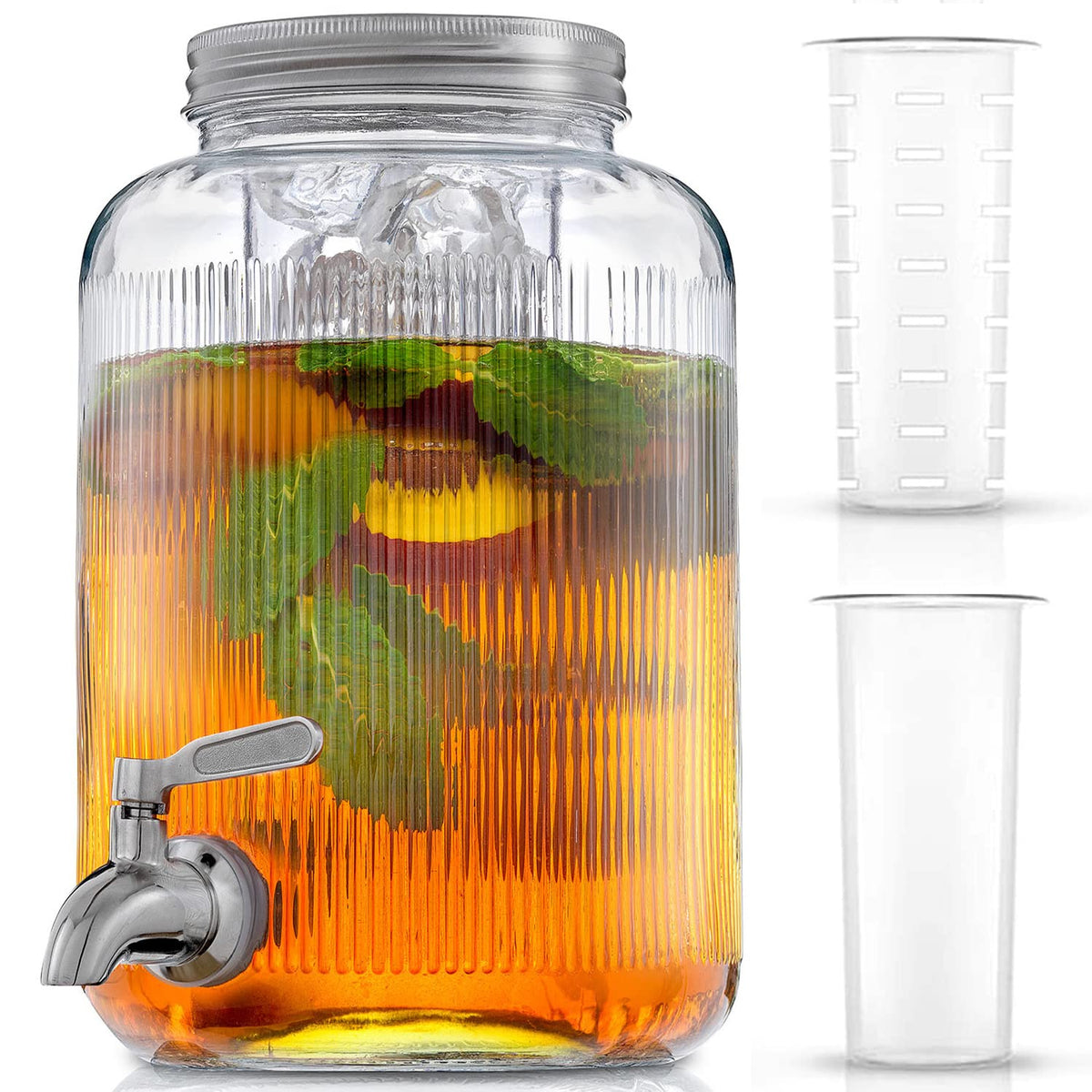 1 Gallon Glass Beverage Dispenser with Stainless Steel Spigot Z616