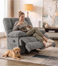 41" Oversized Chenille Rocker Recliner Chair Grey 350 LBS Capacity K29856