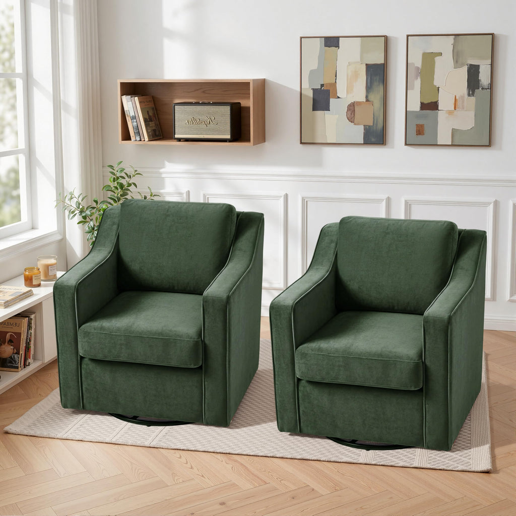 Green Swivel Accent Chairs Set of 2 L69235