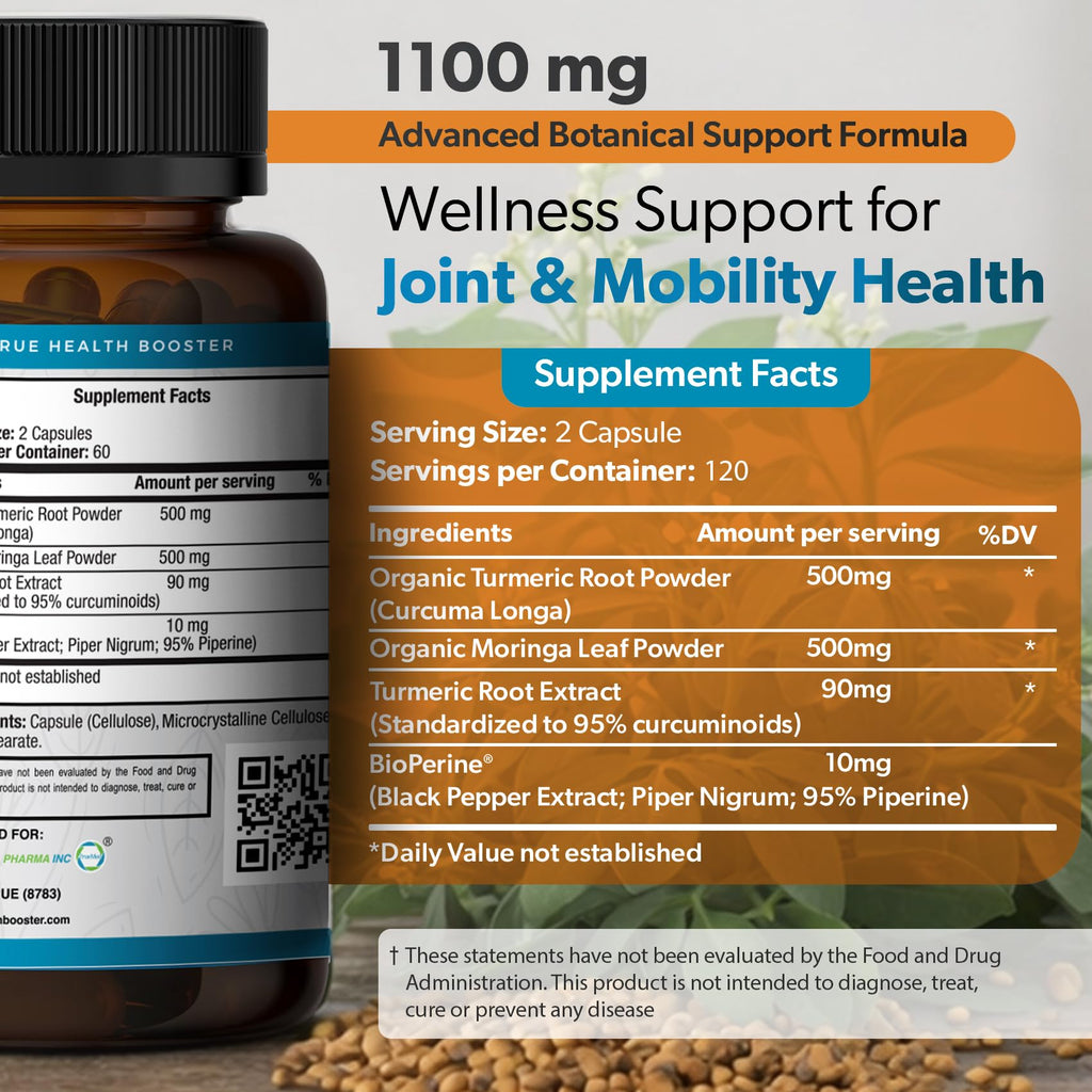 Moringa Turmeric Bioperine Supplement 120CT D1608