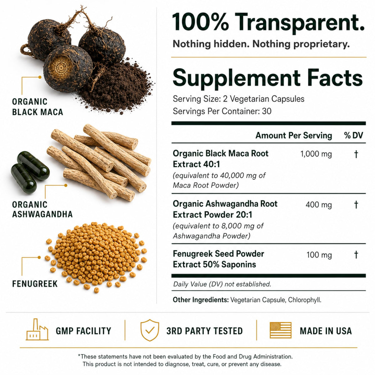 Organic Black Maca Root Capsules 60ct A4767