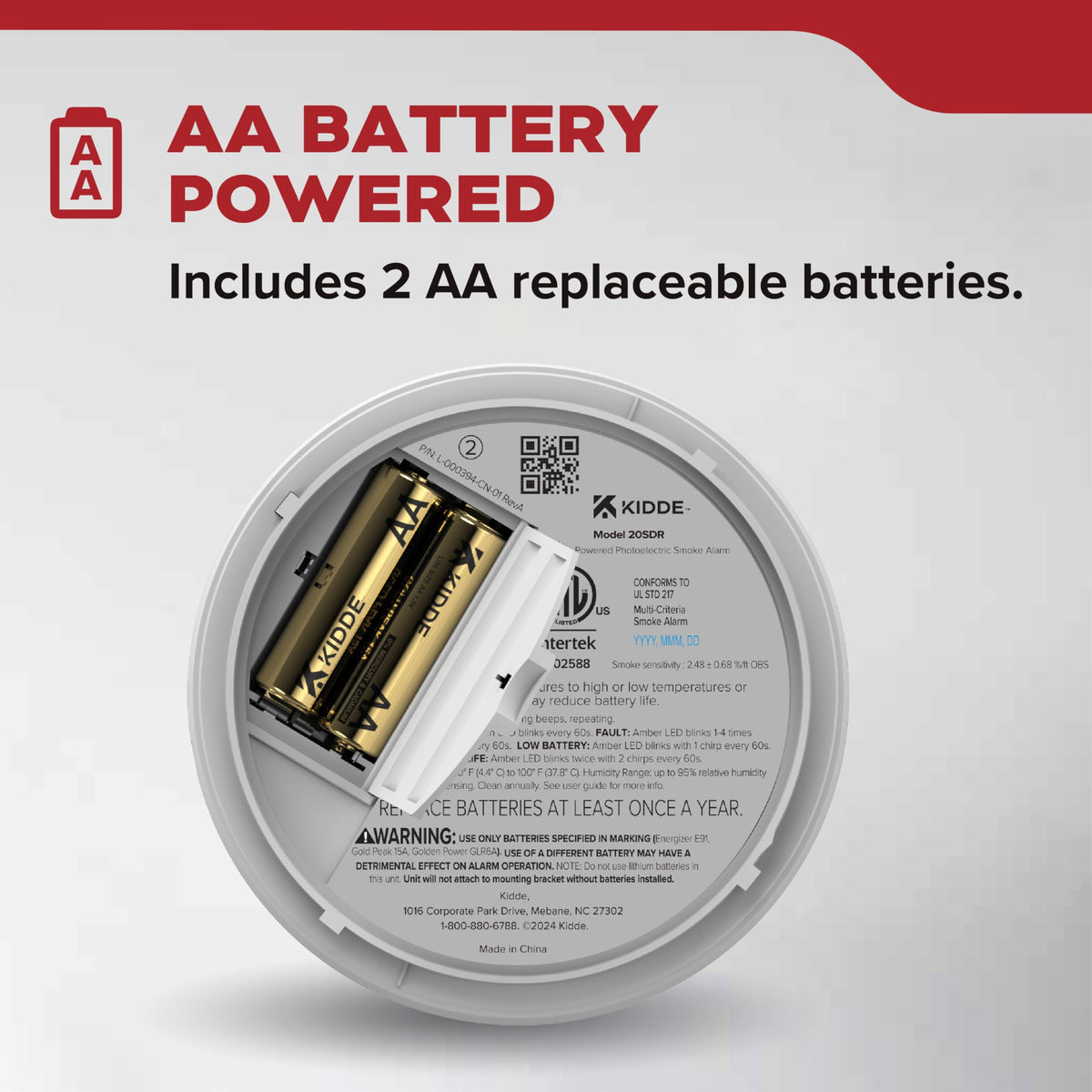 Smoke Detector, AA Battery-Powered, 3 Pack X461582
