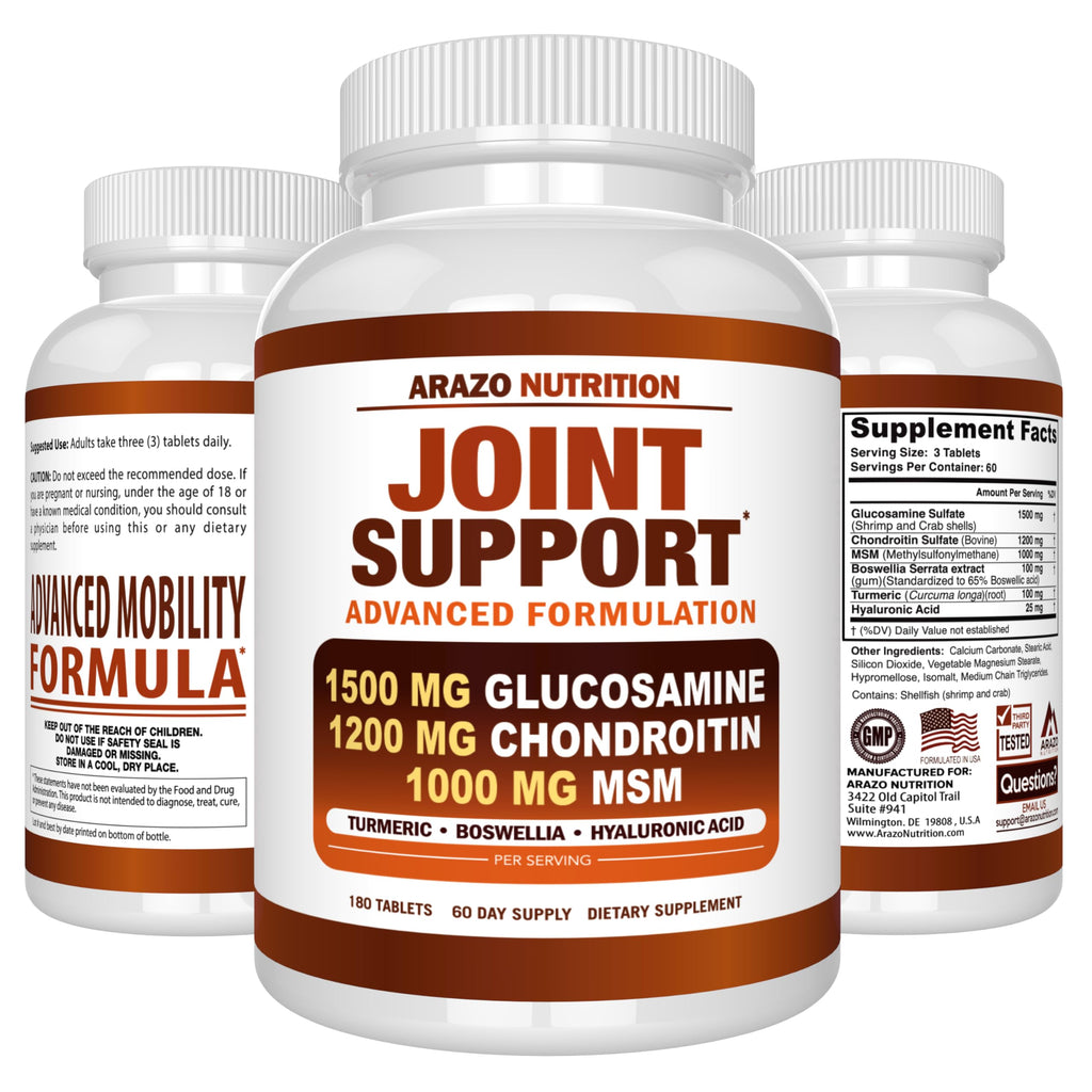 Glucosamine Chondroitin Turmeric MSM Boswellia Joint Support Supplement 180 Tablets R7638