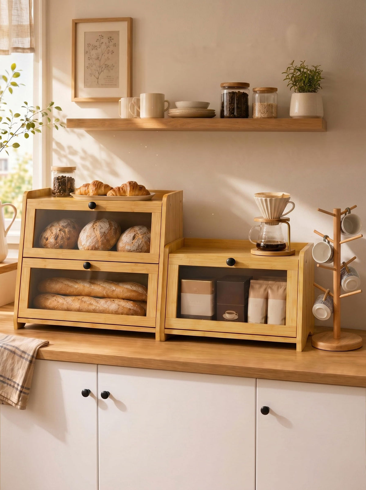 Bread Box with Top Shelf, 1 Tier Q547899