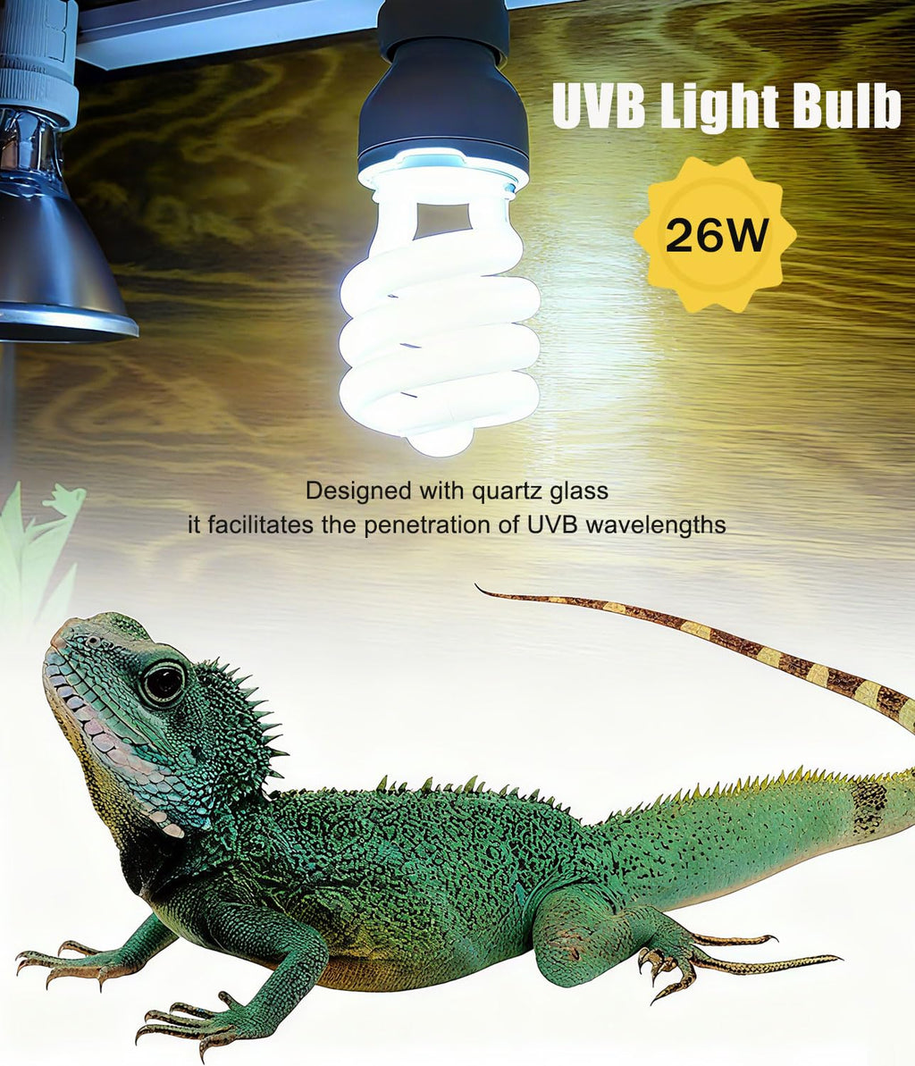 E26 Reptile UVB Light Bulb 26W 2-Pack H1309