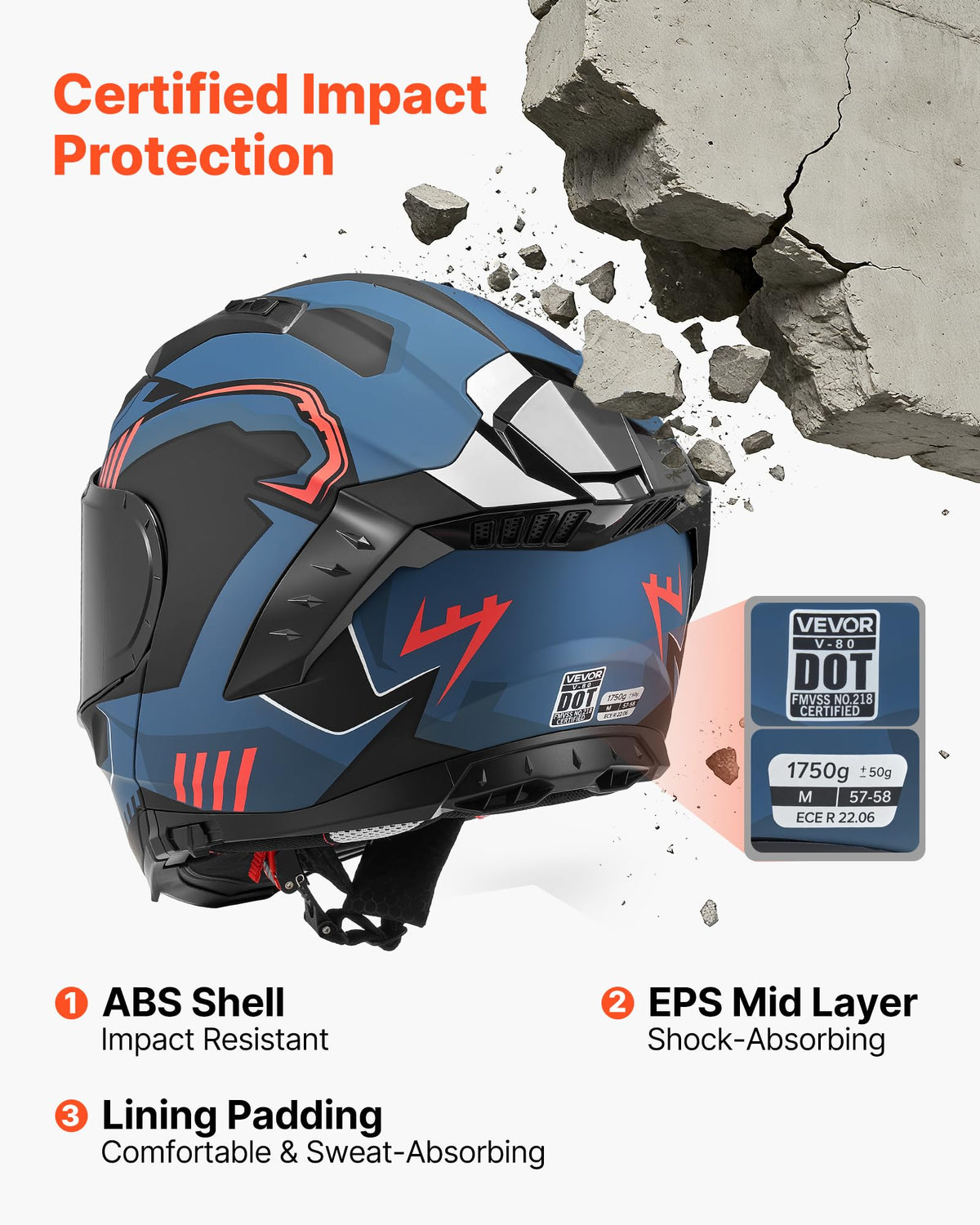 DOT Approved Adult Motocross Helmet with Clear Visor H232695