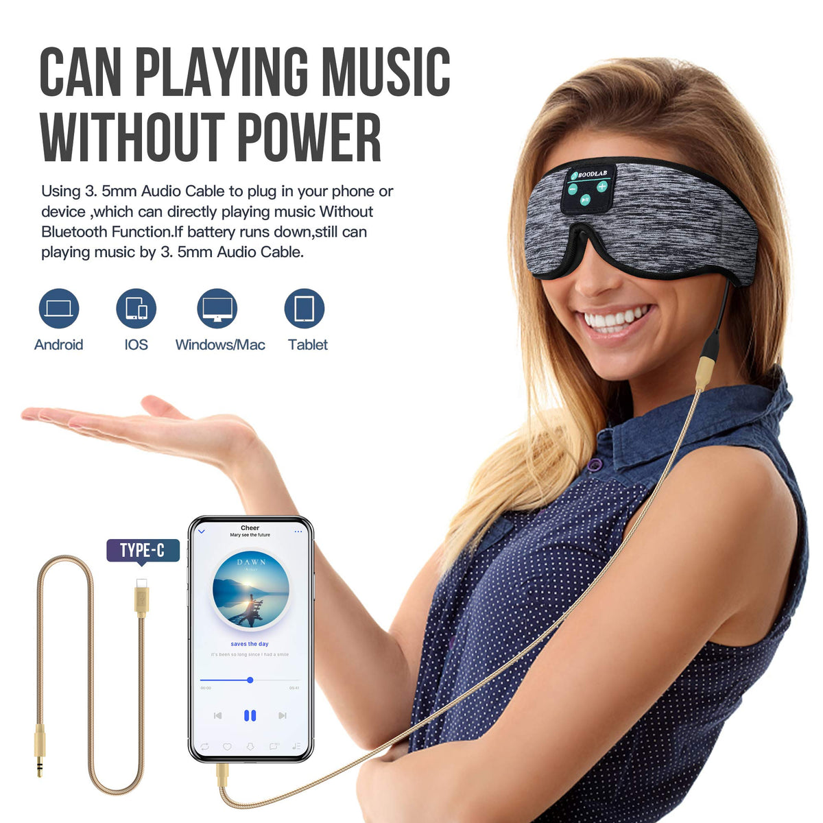 3D Sleep Mask with Bluetooth Headphones U444373