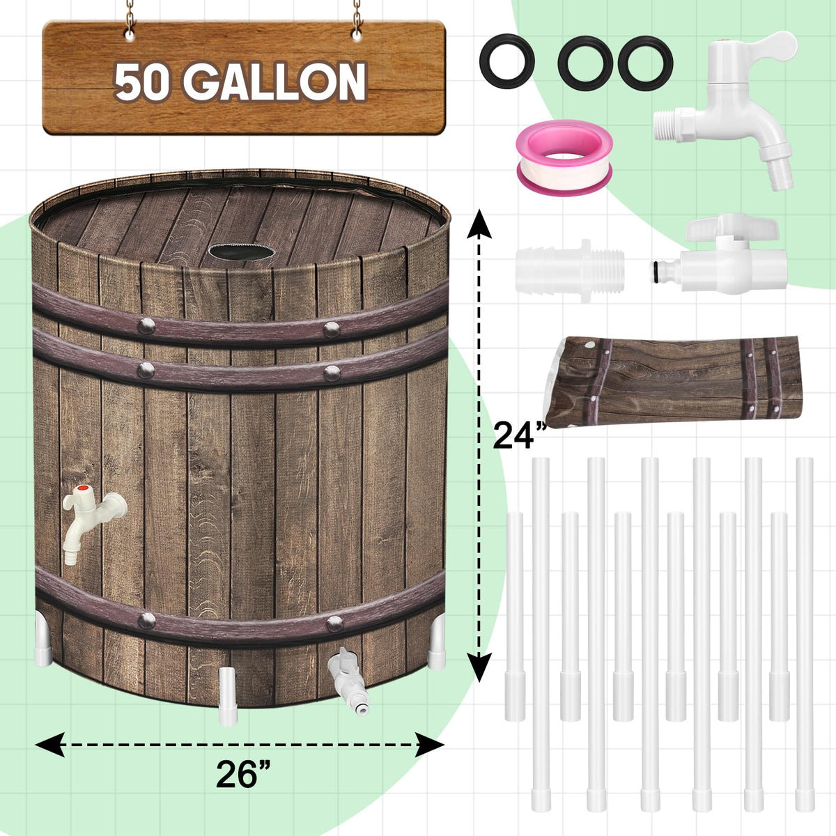 50 Gallon Collapsible Rain Barrel V224