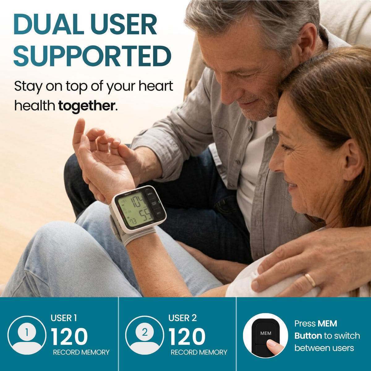 Wrist Blood Pressure Monitor with Large LCD Display and Adjustable Cuff X24105