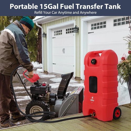15 Gallon Portable Gas Fuel Tank Container with Pump and Hose K783111