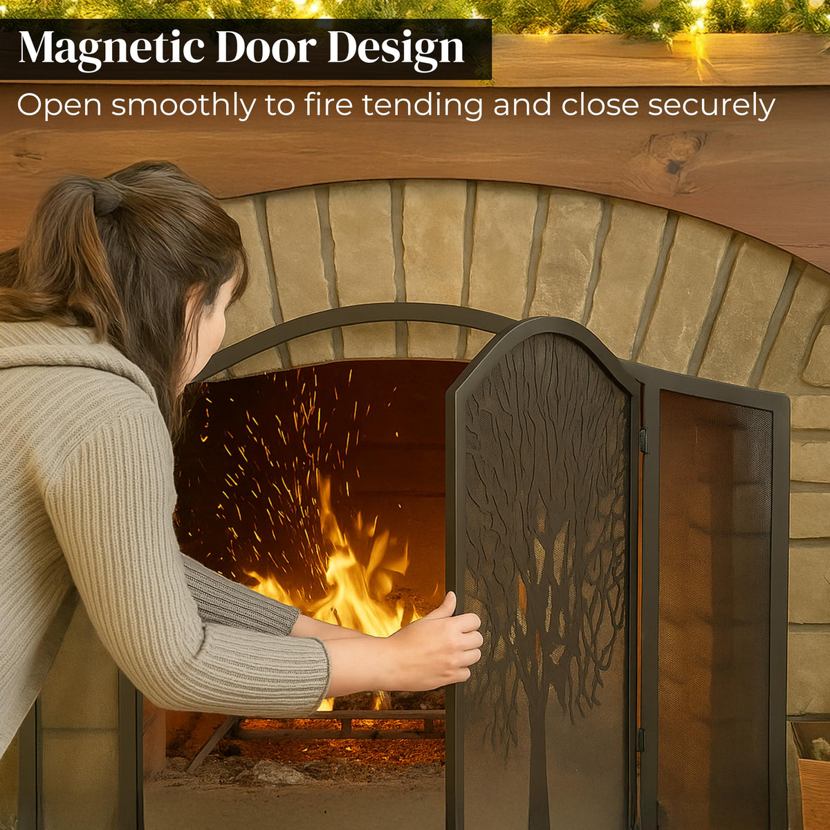 Black Metal Fireplace Screen X56261