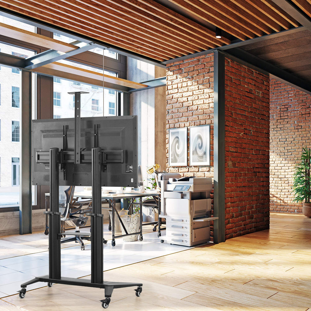 Aluminum Mobile TV Cart for 32 to 120 inch Screens up to 308 lbs, Black J914