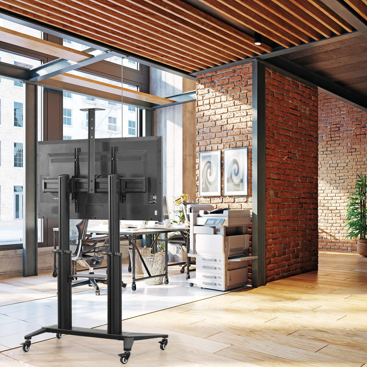 Aluminum Mobile TV Cart for 32 to 120 inch Screens up to 308 lbs, Black J914