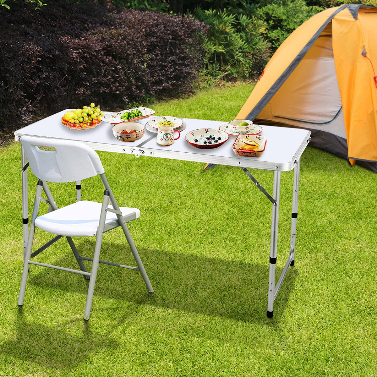 4 FT Aluminum Height Adjustable Folding Camping Table N9354