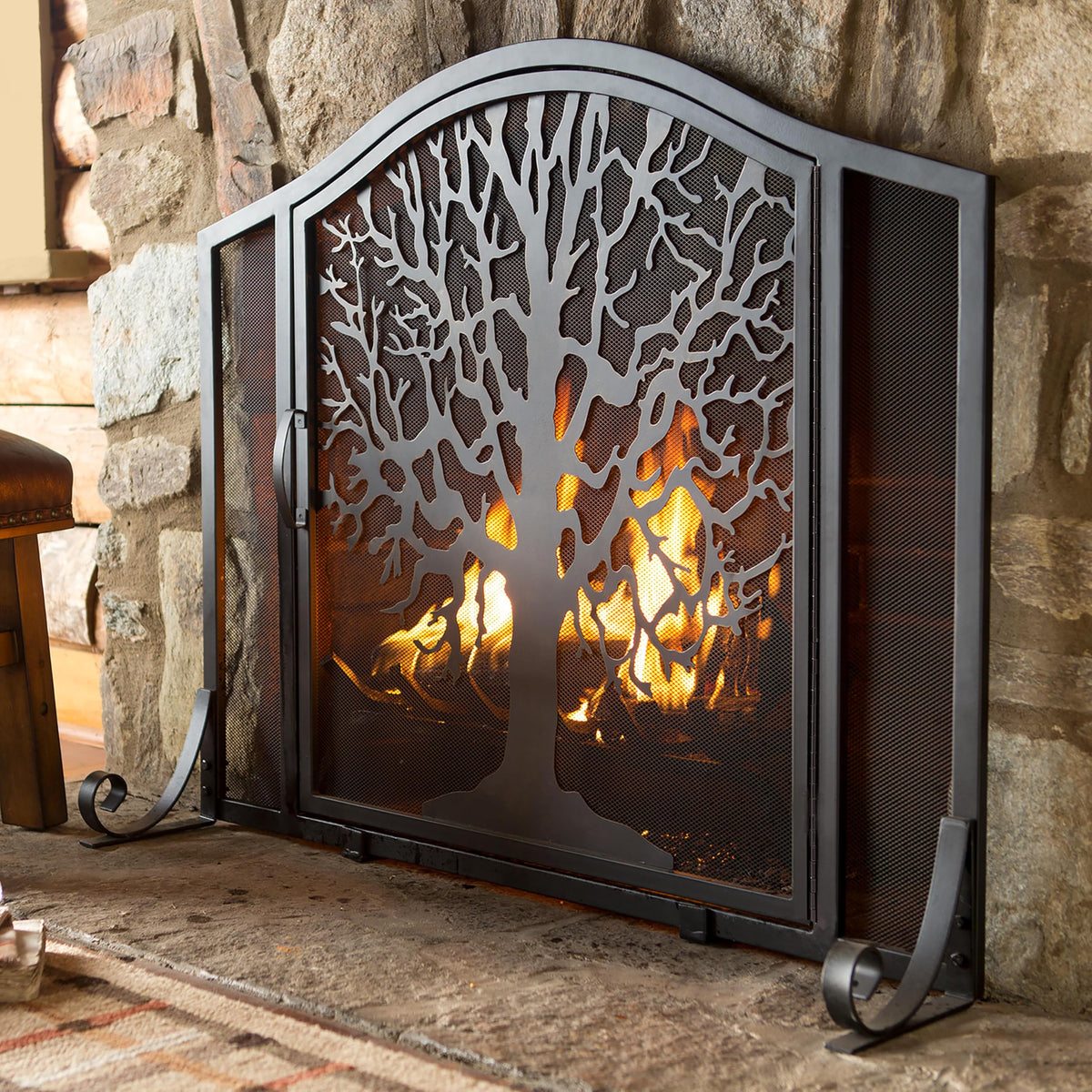 Black Metal Fireplace Screen X56261