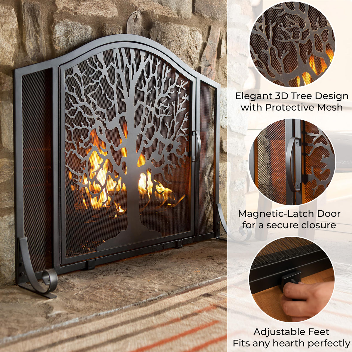 Black Metal Fireplace Screen X56261