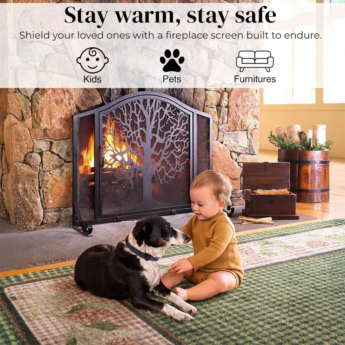 Black Metal Fireplace Screen X56261